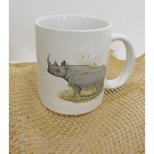 Safari Rhino Rhinoceros Coffee Tea Mug Cup Ceramic Porcelain F.T. Magnum Artist?